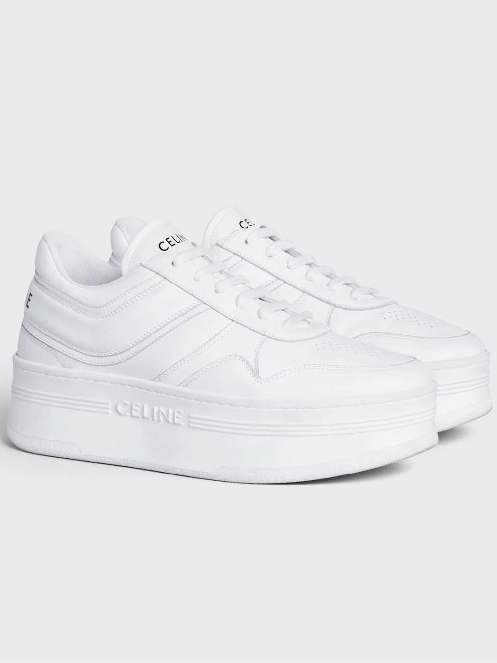 Celine White Leather Platform Sneakers